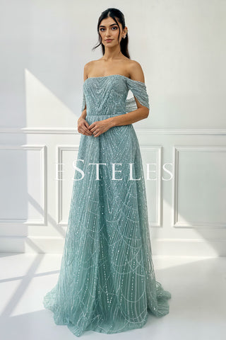 Nagina A-Line Off Shoulder - Mint