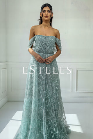 Nagina A-Line Off Shoulder - Mint