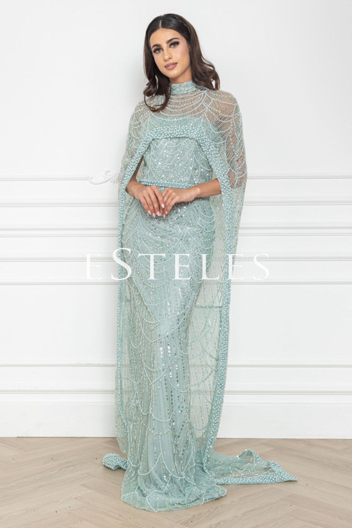Nagina Cape Style Mint Dress by Esteles London - Order Online Today Nagina Cape Style Mint Dress by Esteles London - Order Online Today
