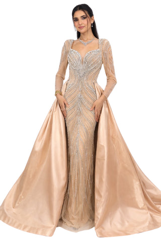 Adara - Nude/Champagne Detachable Overskirt