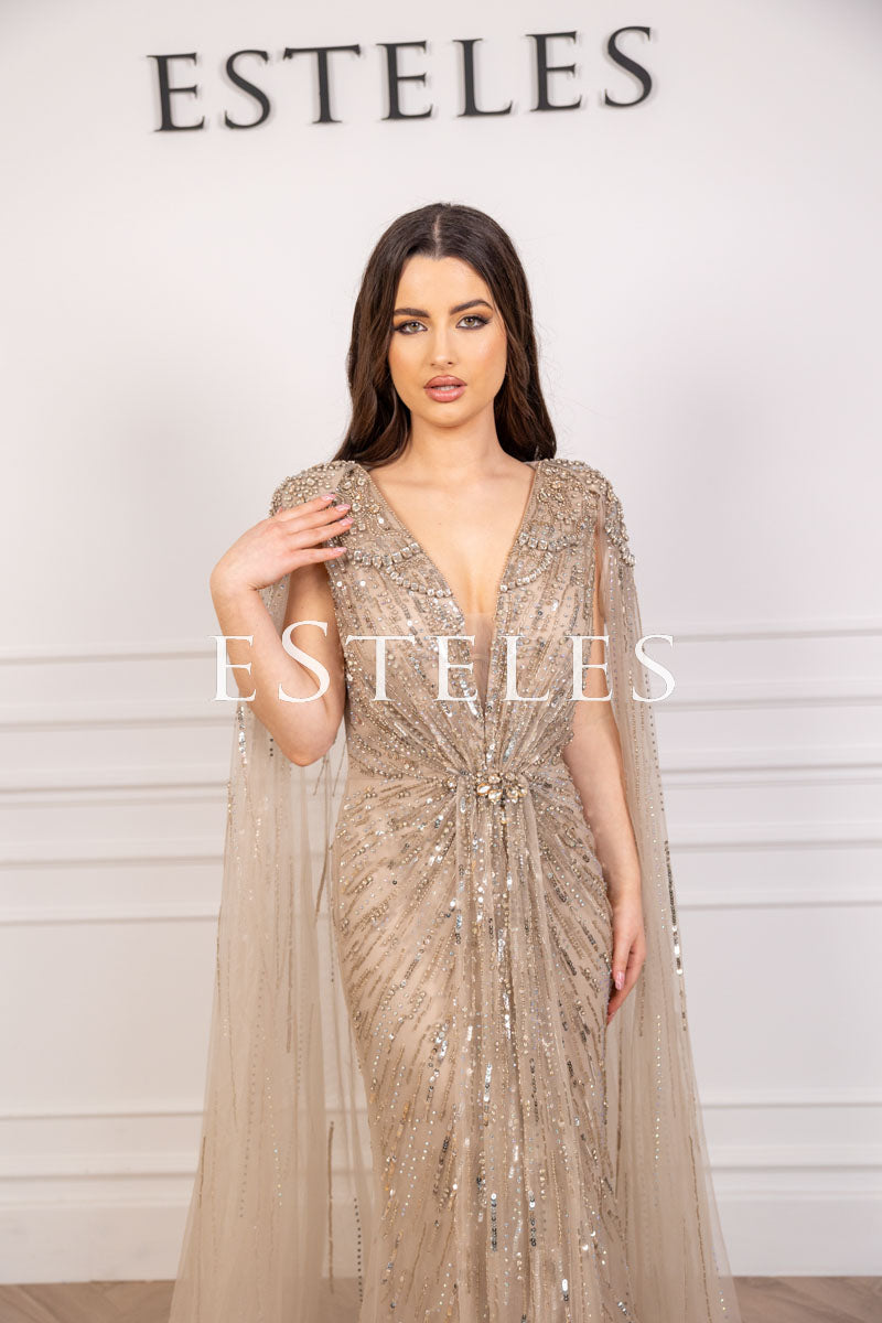 Salina Nude Beige Dress by Esteles London `- Order Online Today Salina Nude Beige Dress by Esteles London `- Order Online Today
